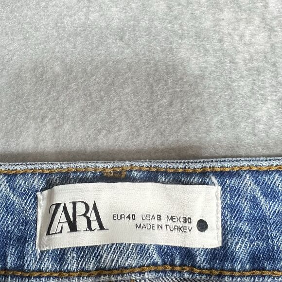 Zara Jeans Womens Size 8 Blue Skinny Leg Light Med Wash Cotton Denim With Slit - Picture 9 of 11